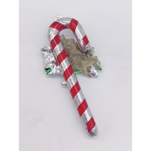 Vintage Candy Cane Christmas Ornament Plastic Holiday Tree 1970s? 60s? Xmas VTG - Picture 2 of 7